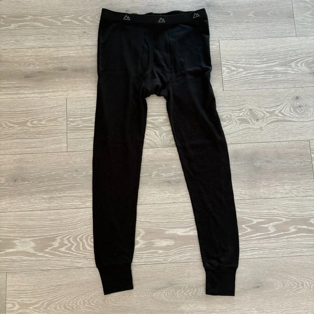 Mountain Ridge Mens Black‎ Soft Cozy Winter Warm Thermal Base Layer Pants Size L